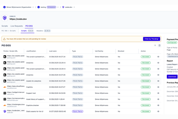 c/side Dashboard Automates PCI DSS Compliance for Third-Party Scripts